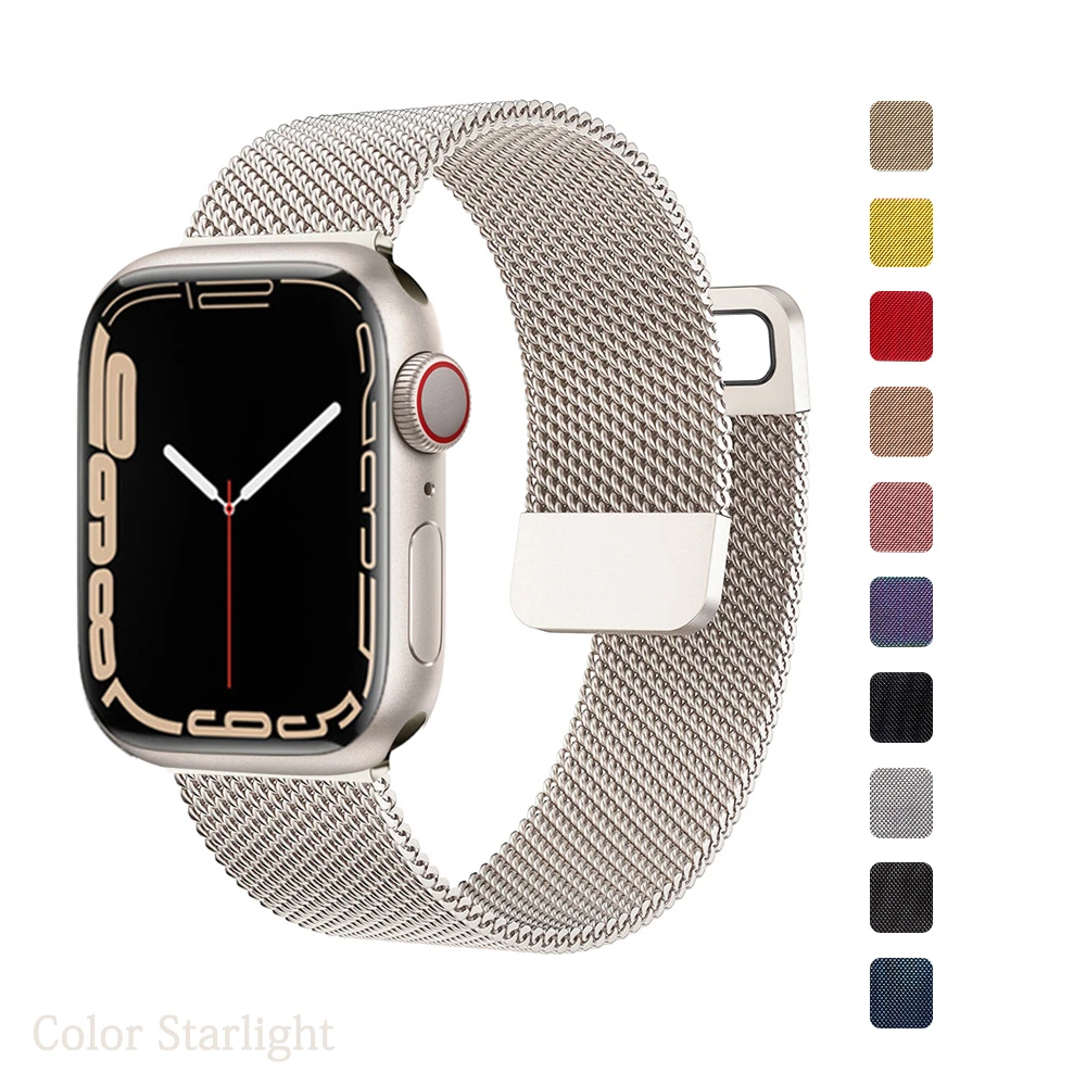 Strap For Apple watch Band 7 45mm 40mm 38mm 42mm 41 44 mm Accessorie  Magnetic Loop Metal bracelet for iWatch serie 7 4 5 6 se 3|Watchbands| -  AliExpress