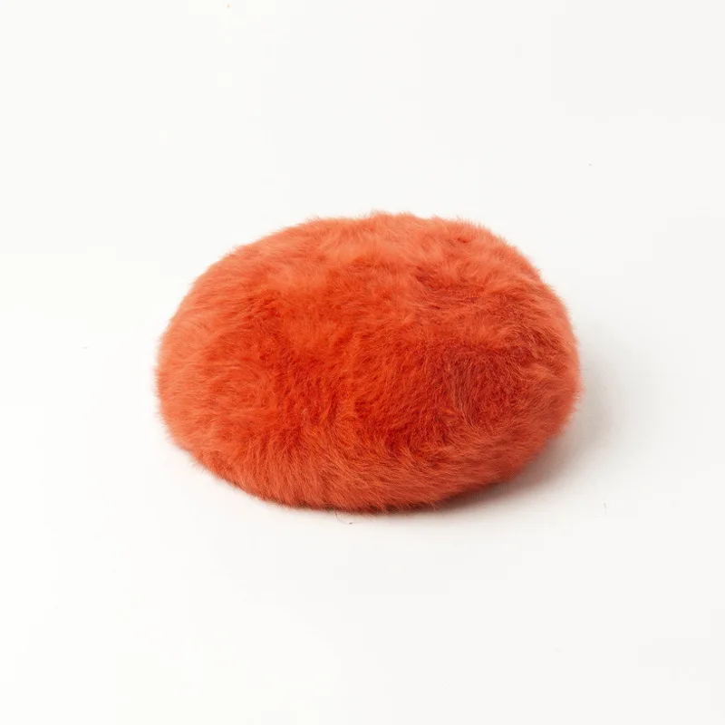 darl orange 01912-HH0174 однотонная зимняя теплая длинная шапка из кроличьей шерсти Дамский берет мужская женская шапка для отдыха - Цвет: darl orange