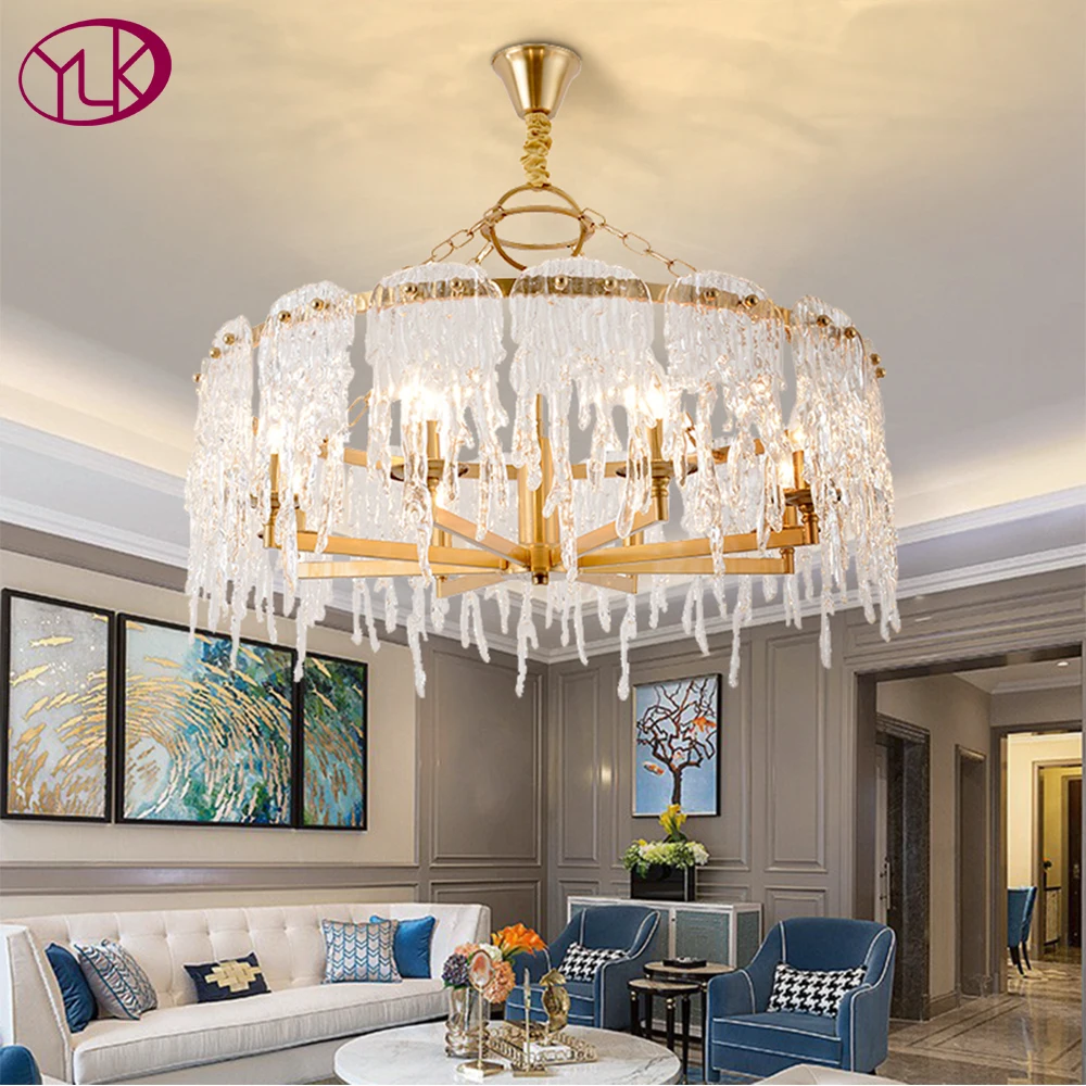 Современный круглый хрустальный золотой люстра светильник ing Branch дизайн