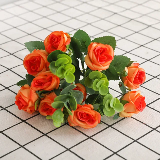 Korean-style Fresh Bunch Simulation Small Rose Artificial Fake Flower Diy  Handmade Hair Hoop Decoration 5 Forks 11 Roses Bouquet - Artificial Flowers  - AliExpress