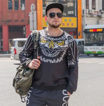 

Men's Plus Fleece Sweatshirt Thick Round Neck Hedging Large Size Loose Long Sleeve Sweatshirt Undershirt
