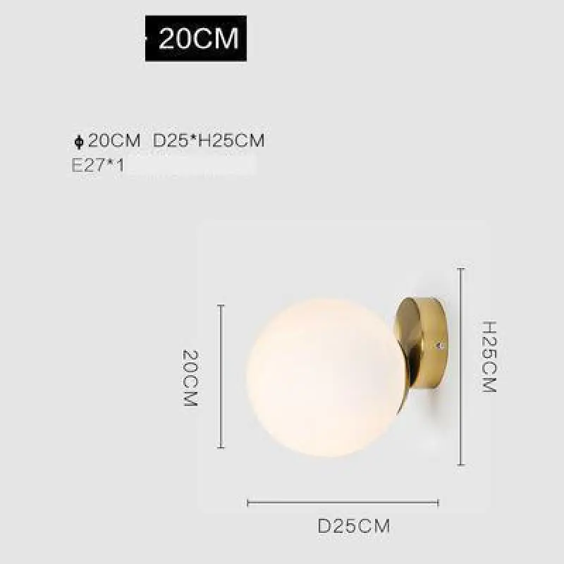 Modern Wall Lamp Simple Corridor Stairway Gold Led Decor glass Wall Lights Creative Bedroom Bedside Iron Glass Ball Lamp