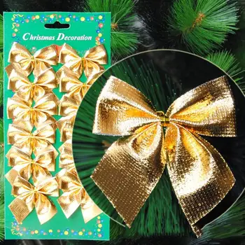 

12pcs/pack Boutique Decor Christmas Bow Tie Decoration DIY Christmas Tree Accessory Christmas Pendant Best Gift Festival Suppy