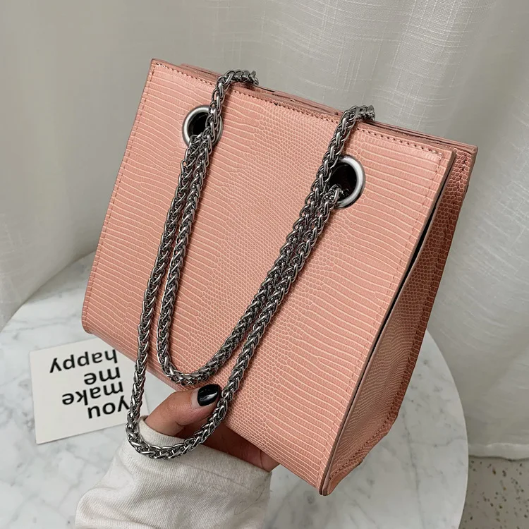 

Big Bag Women's New Style 2019 Fashion High Grade Sense Versatile Simple Western Style Textured Chain Shoulder Bag Online Celebr