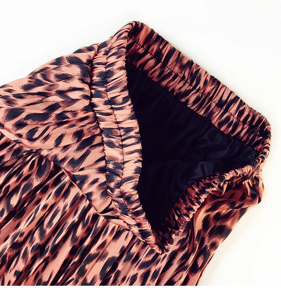 Леопардовые Длинные Макси плиссированные юбки женские Kawaii осень зима миди длинные корейские элегантные с высокой талией трапециевидной формы солнце юбка женская