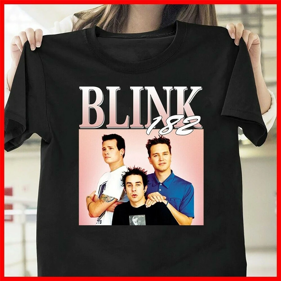 Blink 182 футболка 90s винтажная черная Черная хлопковая Повседневная размера плюс с