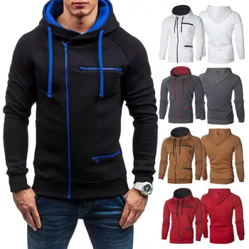 

New Sports Style Mens Hoodie American Fleece Zip Up Jacket Sweatshirt Hooded Plain Color Top M-XXXL
