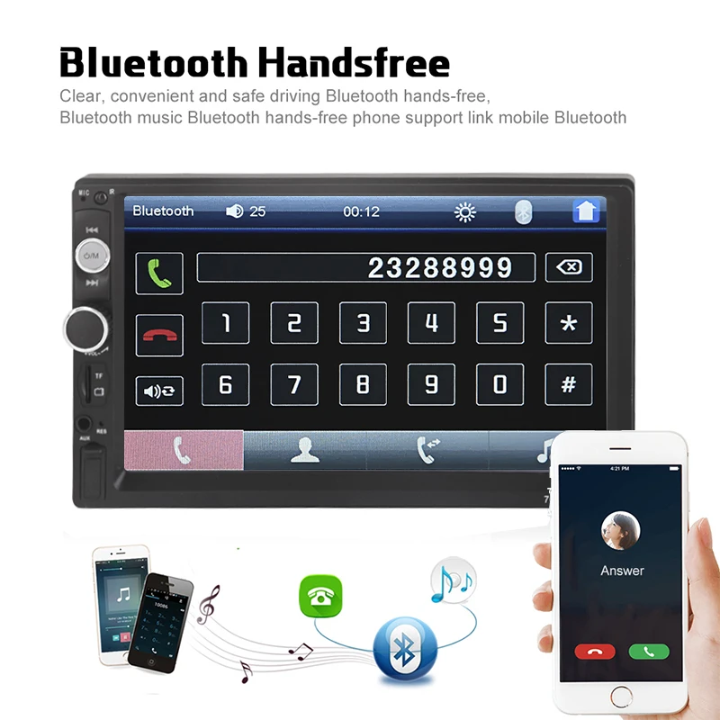 Автомагнитола мультимедийный плеер с 7 &quotсенсорным экраном MP5 FM Bluetooth MirrorLink