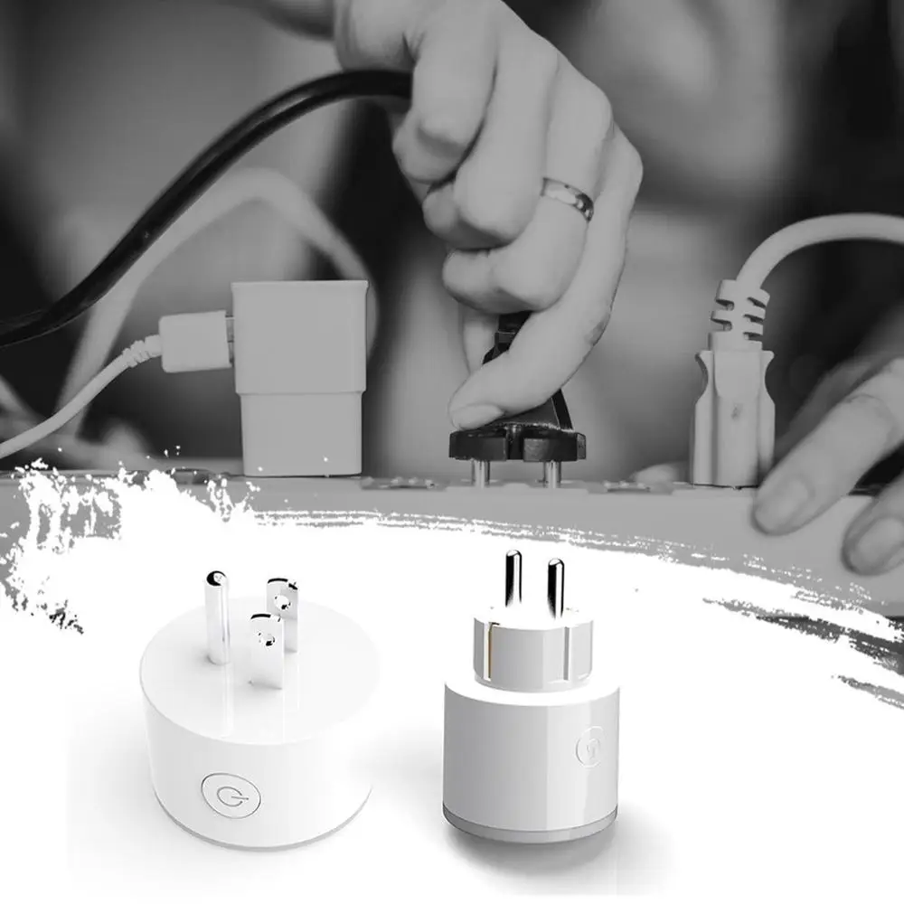 Mini RGB LED Wifi Smart Plug Socket Outlet Adaptor for Alexa Google Home 10A Smart Socket Wall Plug Switch
