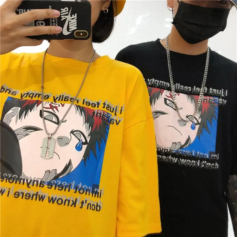 

2019 summer Hot Sale new naruto print t shirt Cool Harajuku Japan Anime hip hop streetwear funny Casual Couple oversized clothes