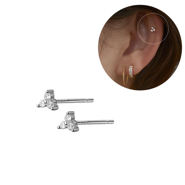 Fashion Women's Minimalist Mini Geometric Studs Earrings Triangle Square Heart Star Zircon Small Earrings Party Jewelry