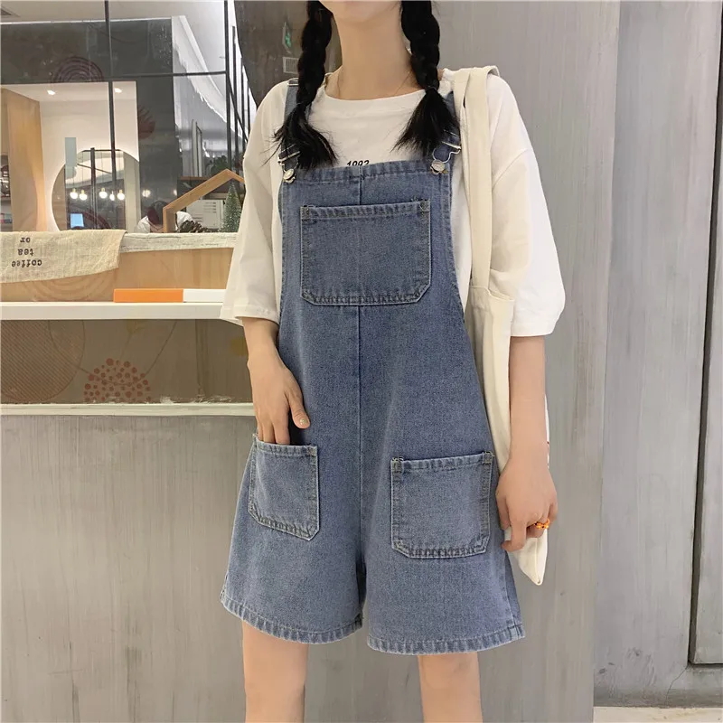 Комбинезоны женские милые Ретро Ulzzang Harajuku Kawaii с высокой талией джинсовые летние новые свободные корейские стильные студенческие женские брюки