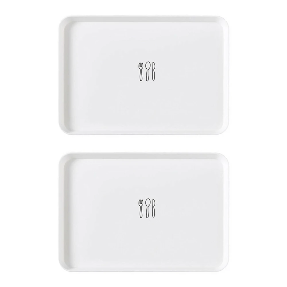 Nordic Style Dessert Serving Tray White Square Plastic Plates Breakfast Bread Snack Home Storage | Дом и сад