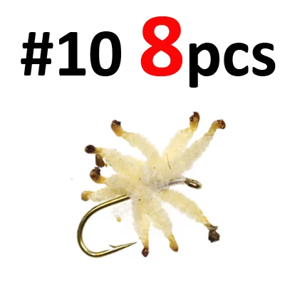 8PCS Size 10 ICERIO 8 шт белый Maggots кластер наживка «червяк» для форель Карп ловля окуня муха приманки в виде насекомых - Цвет: 8PCS Size 10