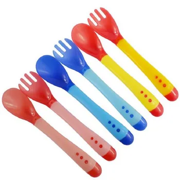 

New baby temperature warm fork spoon children temperature change color spoon