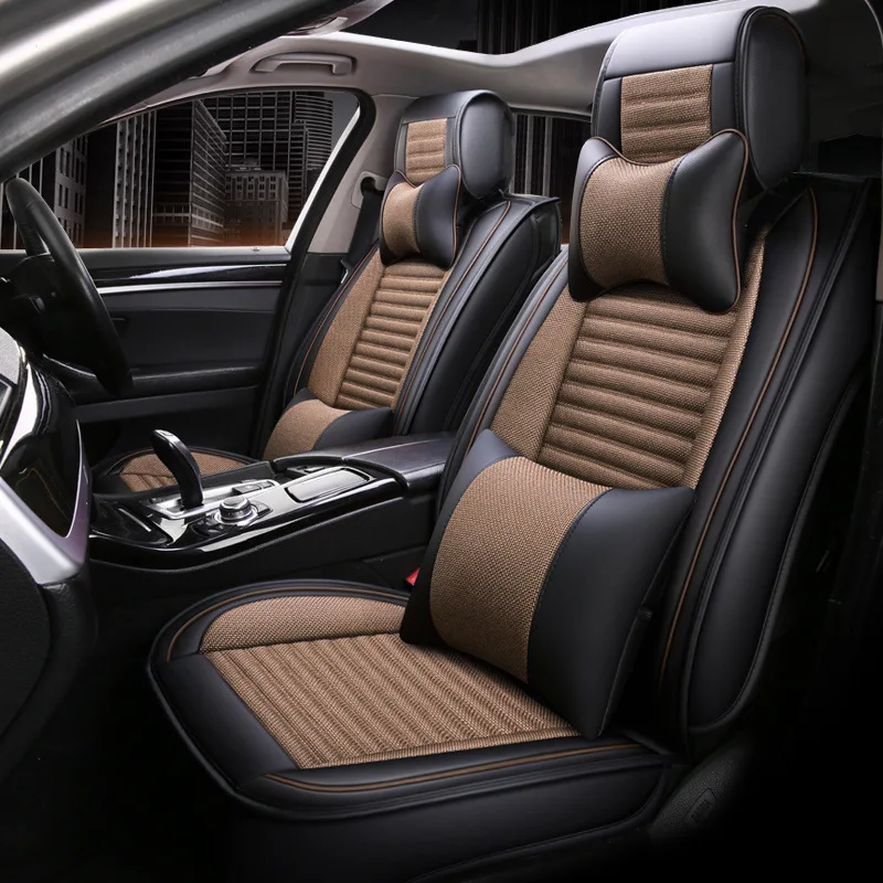 

Volkswagen Polo 2018-1.5L Automatic Driving Safety Version Automobile Seat Cushion Only Flax Fabric Cartoon Women's Seat Cover