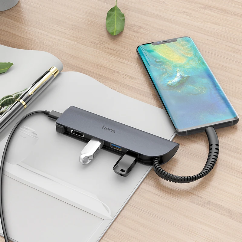 HOCO 5в1 USB конвертер док-станция usb type C к HDMI USB 3,0 PD концентратор адаптер для MacBook Pro iMac ПК Dell hp lenovo ноутбука