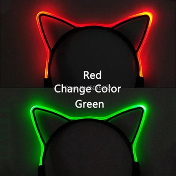 

1pc Change 2 Colors Glowing Cute LED Light Cat Ears Headband LED Luminous Headwear Kids Girls Birthday Christmas Decorations