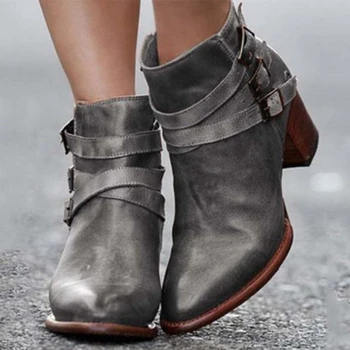 

Brand Leather PU Motorcycle Boots Biker Shoes Women Gothic Punk Combot Booties Platform Boots Ankle Boots for Women