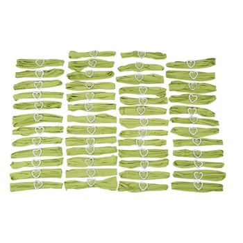 

50 Pcs Grass Green Stretch Spandex Chair Soft Sashes Bands with Buckle Slider Sashes Wedding Party Decoration