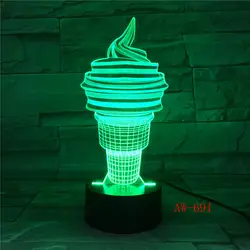 Креативная лампа для мороженого 3D Deco Vision настольная ночник многоцветный сенсорный датчик Led USB Настольная лампа Ночной Детский Светильник