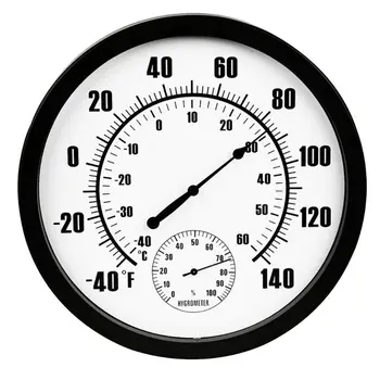 

Thermometer Indoor Outdoor 10" Patio Large Wall Thermometer and Hygrometer Mechanical watch core No Battery Needed