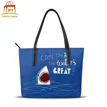 Акула сумка Акула сумки с верхней ручкой для женщин s трендовая кожаная сумка-тоут Подростковая сумка для покупок широкие женские сумки