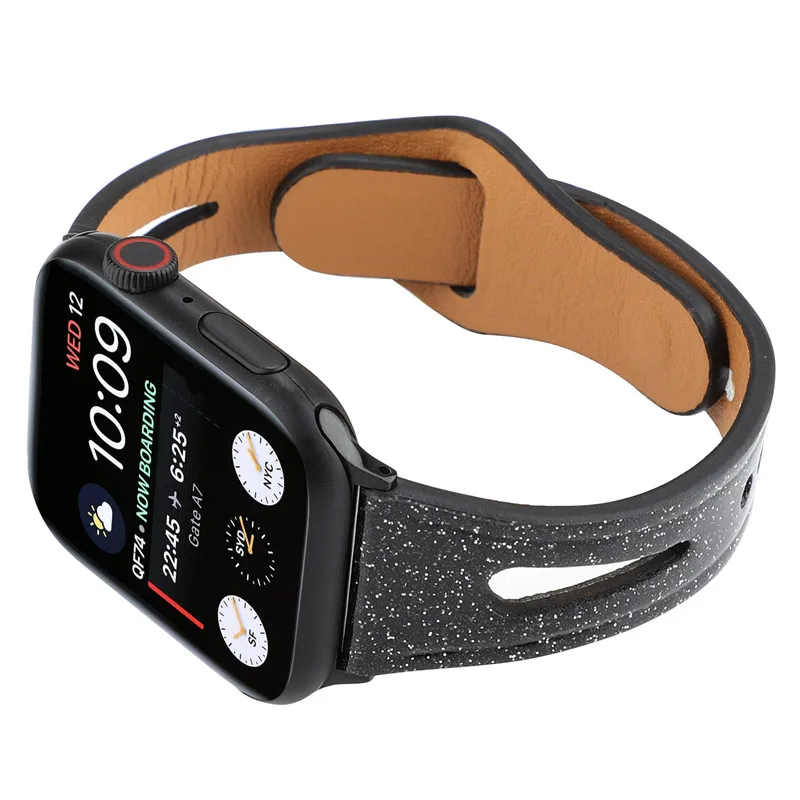 Из натуральной кожи петлевой браслет для наручных часов Apple Watch 4 полосы slim fit ремень 44/40/42/38 мм Замена аксессуары для запястья для наручных