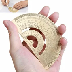 Règle en laiton et cuivre rétro doré, 1 pièce, règle de dessin, rapporteur demi cercle, outil, fournitures pour étudiants 