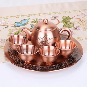 

European Style Home Old Style Tea Set Tray Set Cabinet Decoration Exquisite Carving Natural Texture