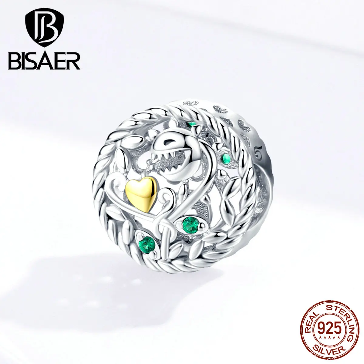 

BISAER Authentic 925 Sterling Silver Cannibals Flower Beads Charms fit for Charms Bracelets Silver 925 Original Jewelry EFC106