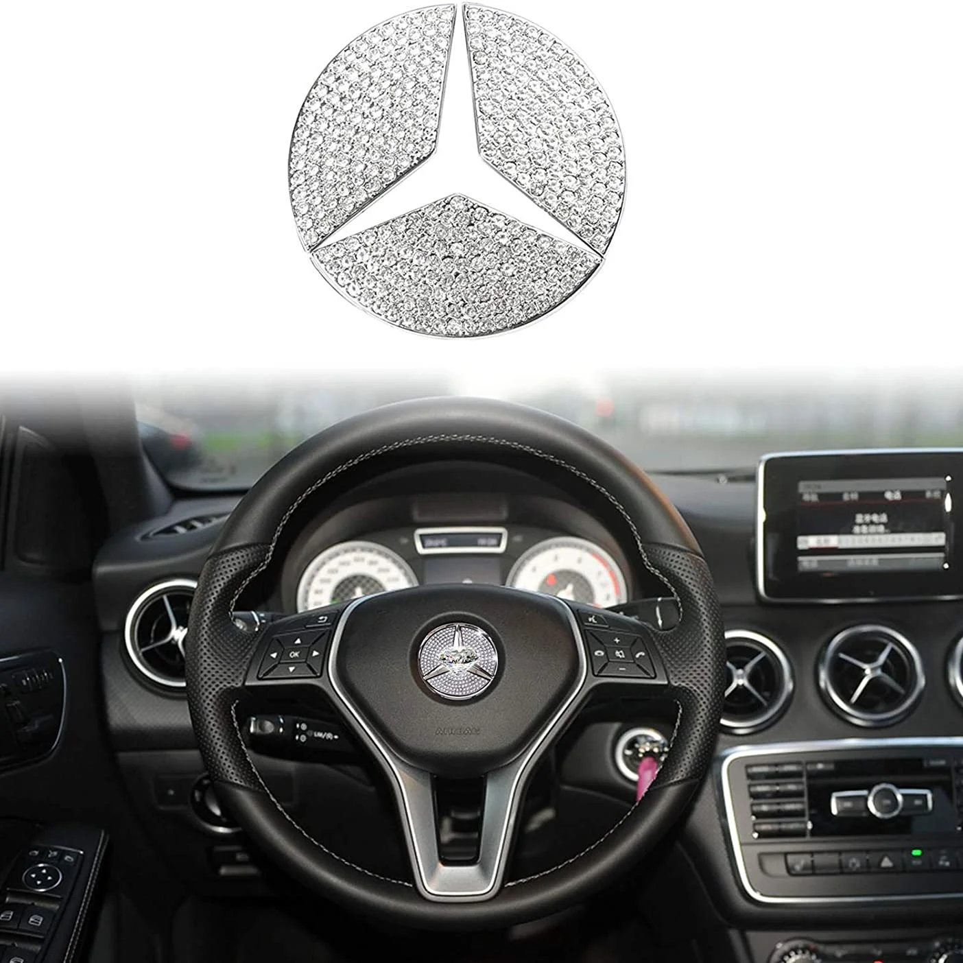 Pour Mercedes Benz AMG Volant Logo Emblème Autocollant Métal Voiture Auto  NEW