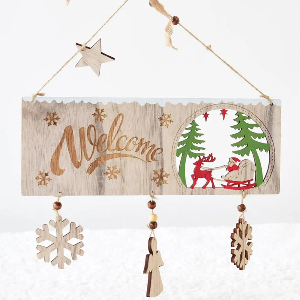 

Creative Christmas Shop Welcome Indication Listing Decoration 0utdoor Wooden Doorbell Wind Chimes Listing Xmas Accessies