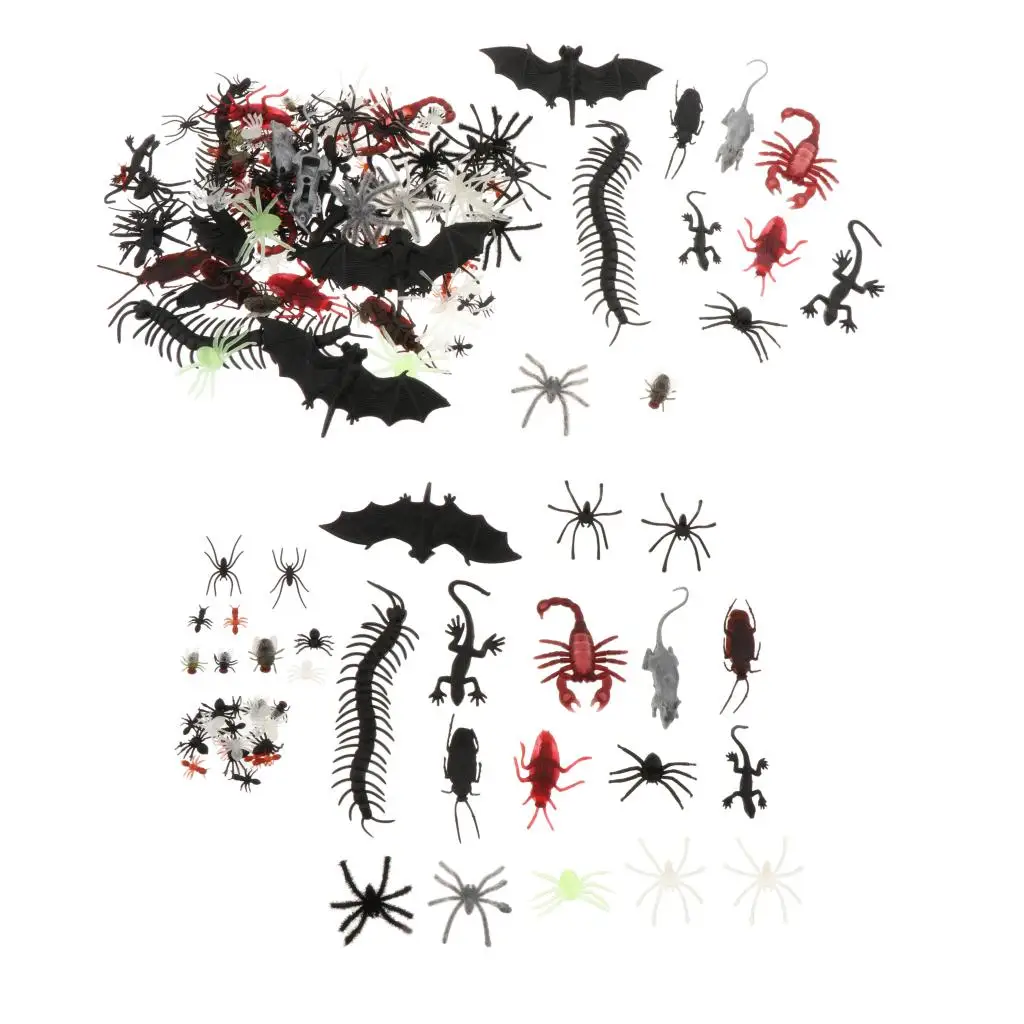 44/150Pcs Insect Models Plastic  Joke Gags Plastic Bugs Halloween Gadget Education Toys