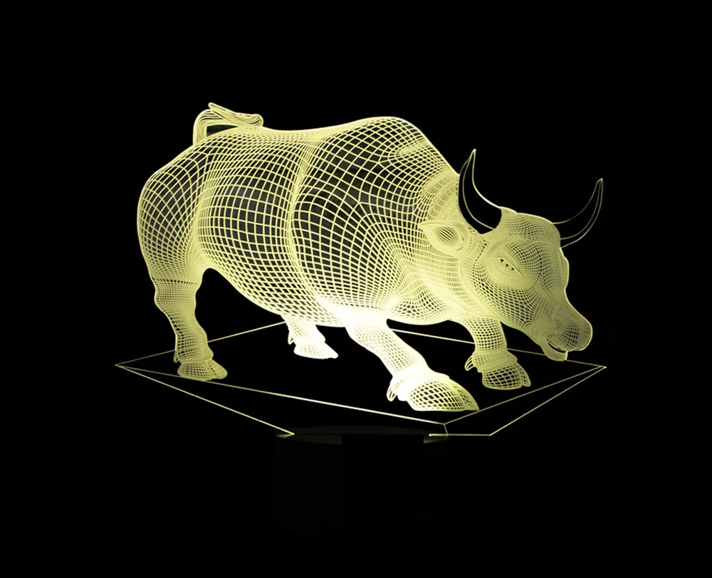 

Foreign Trade New Style BULL 3D Lamp LED Colorful Remote Control Lights Remote Control 3D Night Lamp Acrylic Visual Lamp
