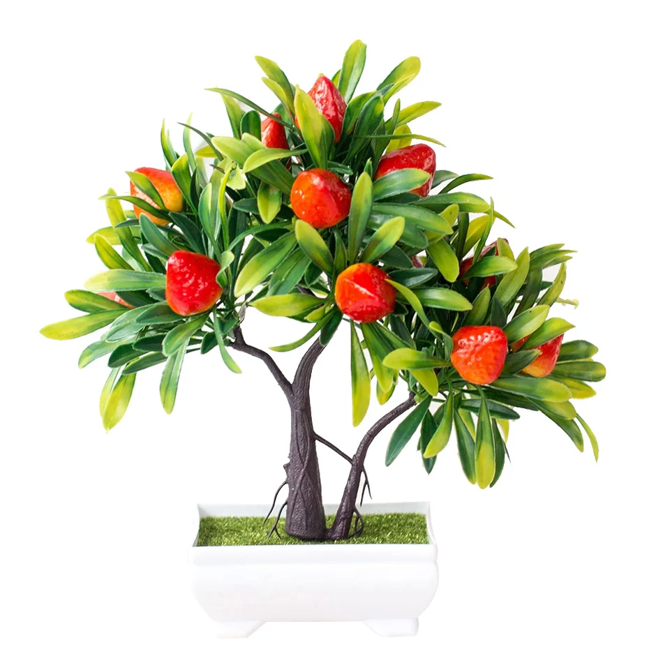 Hot 1pc Potted Artificial Plants Bonsai Fruit Strawberry Tree Potted Bonsai Home Office Decor Store Gardening Accessary Aliexpress