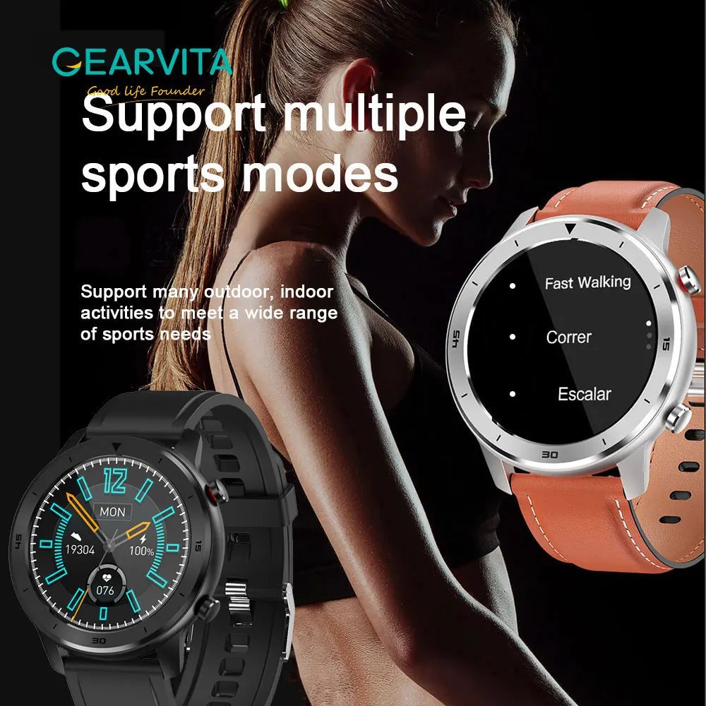 Подарок NO.1 DT78 SmartWatch IP68 Водонепроницаемый 1 3 дюймов Спорт сердечного ритма Bluetooth