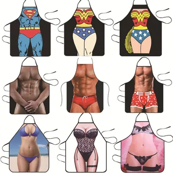 

Hot Selling Creative Funny Cool Printed Apron Muscular Men Sexy Apron