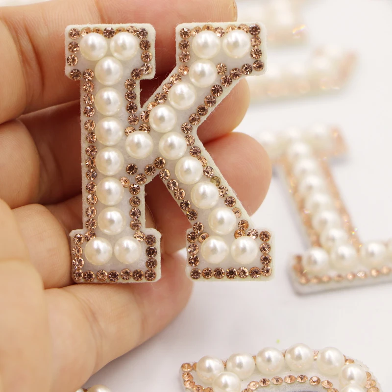 52 Pcs Pearl Letter Patches A-Z - Self Adhesive Glitter Alphabet For Crafts, DIY, Gold