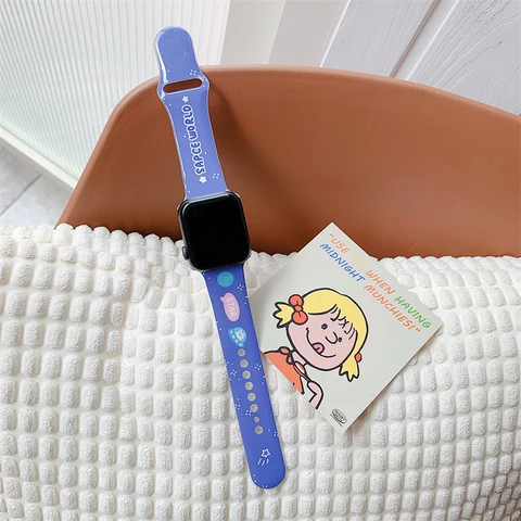 strap for Apple watch serie 7 5 4 SE 6 44mm 40mm Decoration correa 38/42mm belt Printed bracelet iWatch band 45mm 41mm