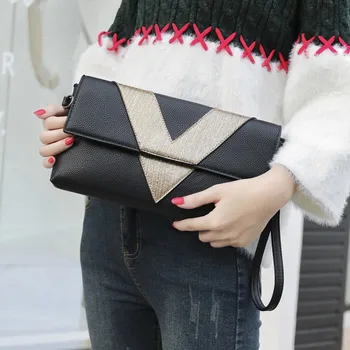 

Fashion Patchwork Women Clutches Pu Leather Crossbody Bag For Women Handbags Female Clutch Bag Chain Message Bags Wallet