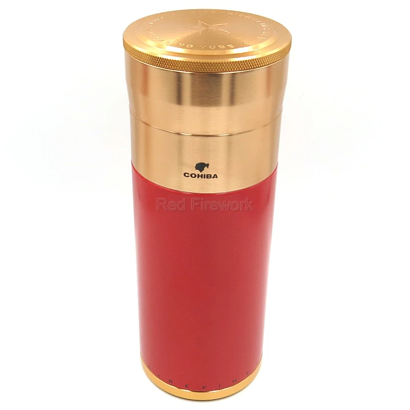 COHIBA 3 цвета цилиндрическая сигарная гидратирующая трубка Humidor COHIBA гаджеты алюминиевый сплав портативная дорожная сигарная трубка