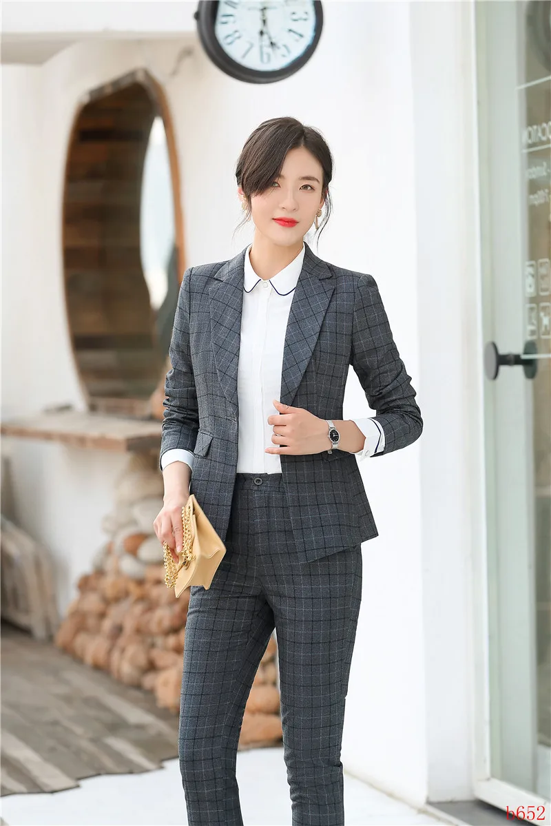 New Female Casual Blazer Women Pant Suits Ladies Business Work Wear Sets Office Uniform Styles