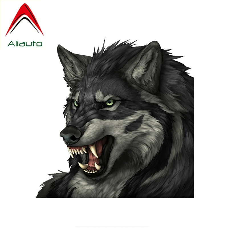 Aliauto оригинальная искусственная кожа крутой серый злый волк Окно Наклейка на