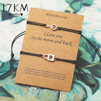 

17KM Valentine's Day Gift Lock&Key Couple Bracelets Adjustable Bangles For Friend Women Fashion Lucky Rope Bracelet Jewelry