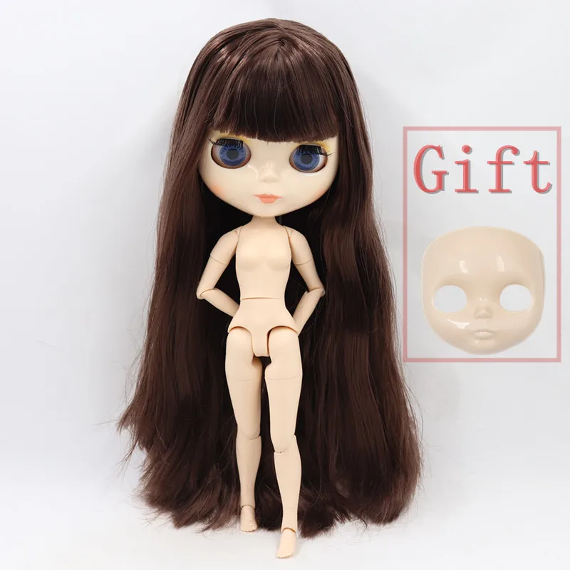 Ледяная фабрика Blyth кукла шарнир тело DIY BJD ледяные игрушки блестящее лицо белая кожа модные куклы Лицевая панель подарок - Цвет: Шоколад