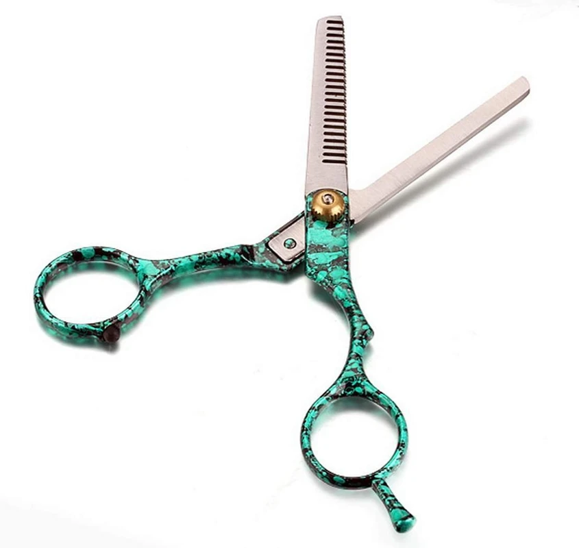 HLZS-New Professional Hairdressing Cutting Thinning Stainless Steel Scissors 2PCs Set Green