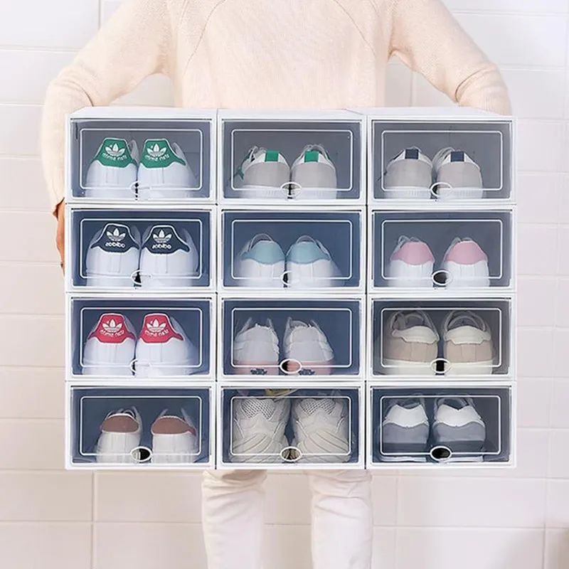 

6PC Foldable Drawer Storage Boxe Combination Office Creative Transparent Storage Organizer Environmental Dust-Proof Shoes Box