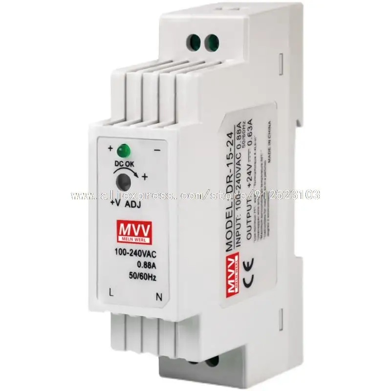 Источник питания DR-15 на Din-рейку DR-15-24V0.63A12V1.25A Промышленный источник DR-15-24 DR-15-5 DR-15-12