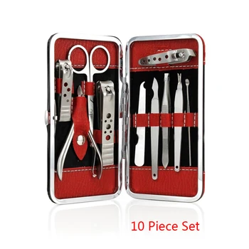 

10 in 1 Manicure Set Professional Nail Clipper Kit Utility Pedicure Scissors Tweezer Knife Ear Pick Nails Art Tools Sets